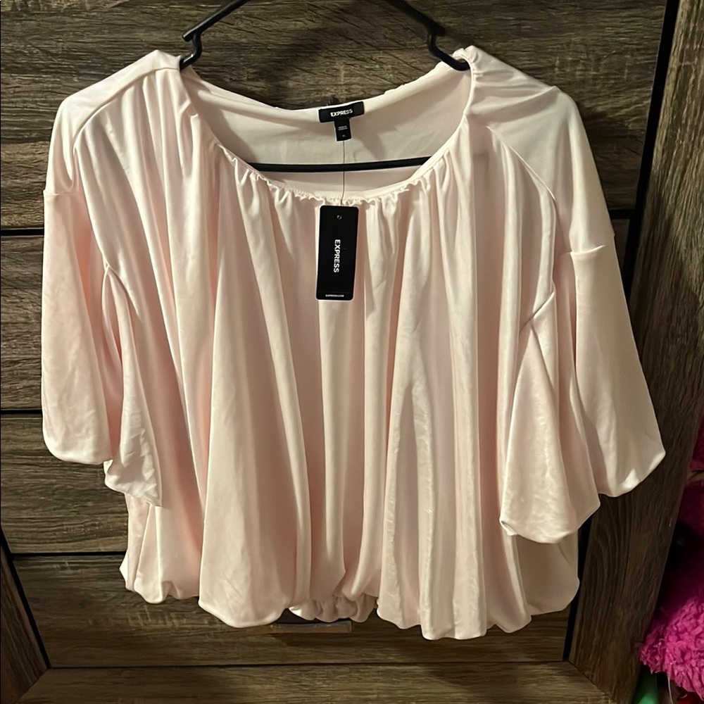 Express Pink Crop Blouse with Relaxed Fit